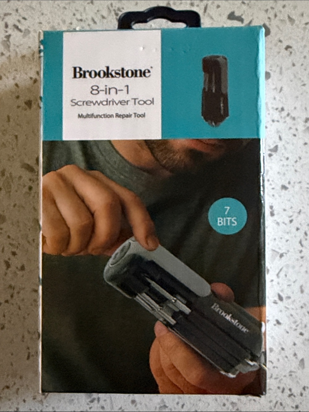 Brookstone 8-in-1 Screwdriver Tool in Teal and Black